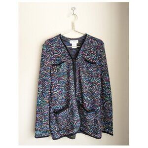 St. John Collection Rainbow Knit Zip Cardigan Jacket